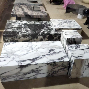 Marble Patterned <b>Coffee</b> <b>Table</b> Faux Marble Slab <b>Box</b> Design Minimalist Light Luxury Style Side <b>Table</b> - Product Image 3