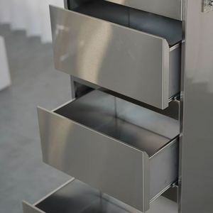 Carrito de Salón de Acero Inoxidable DM con 3 Cajones, Diseño Minimalista, Mueble Comercial Resistente - Product Image 4