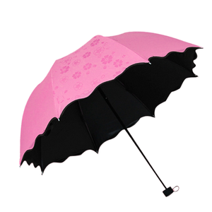 Water Flowering Umbrella Manufacturers Folding Advertising Gift Umbrella Black Rubber Rain Dual-use Three-fold Sun Umbrella