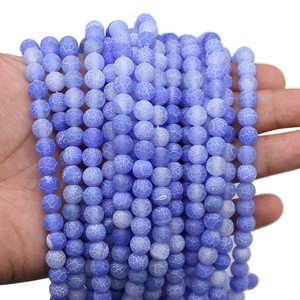 Natural Agate Loose <b>Beads</b> <b>Blue</b> Round For Jewelry Making 8mm Matte Finish Wholesale DIY Supplies - Product Image 3