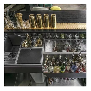 Station de bar à cocktails en acier inoxydable commercial, comptoir de travail personnalisé pour <span class=keywords><strong>barman</strong></span>, équipement de bar pour restaurant et hôtel - Product Image 6