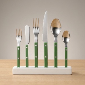 Ensemble de couverts en acier inoxydable pour restaurant avec manche en acrylique marbré <span class=keywords><strong>bleu</strong></span> rose vert - Product Image 2