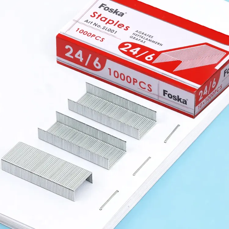 ผู้ผลิต Foska ขายส่งขนาดกลาง 25 แผ่นเย็บกระดาษสํานักงาน 24/6 จัดส่งที่รวดเร็วในเวลาสั้น
