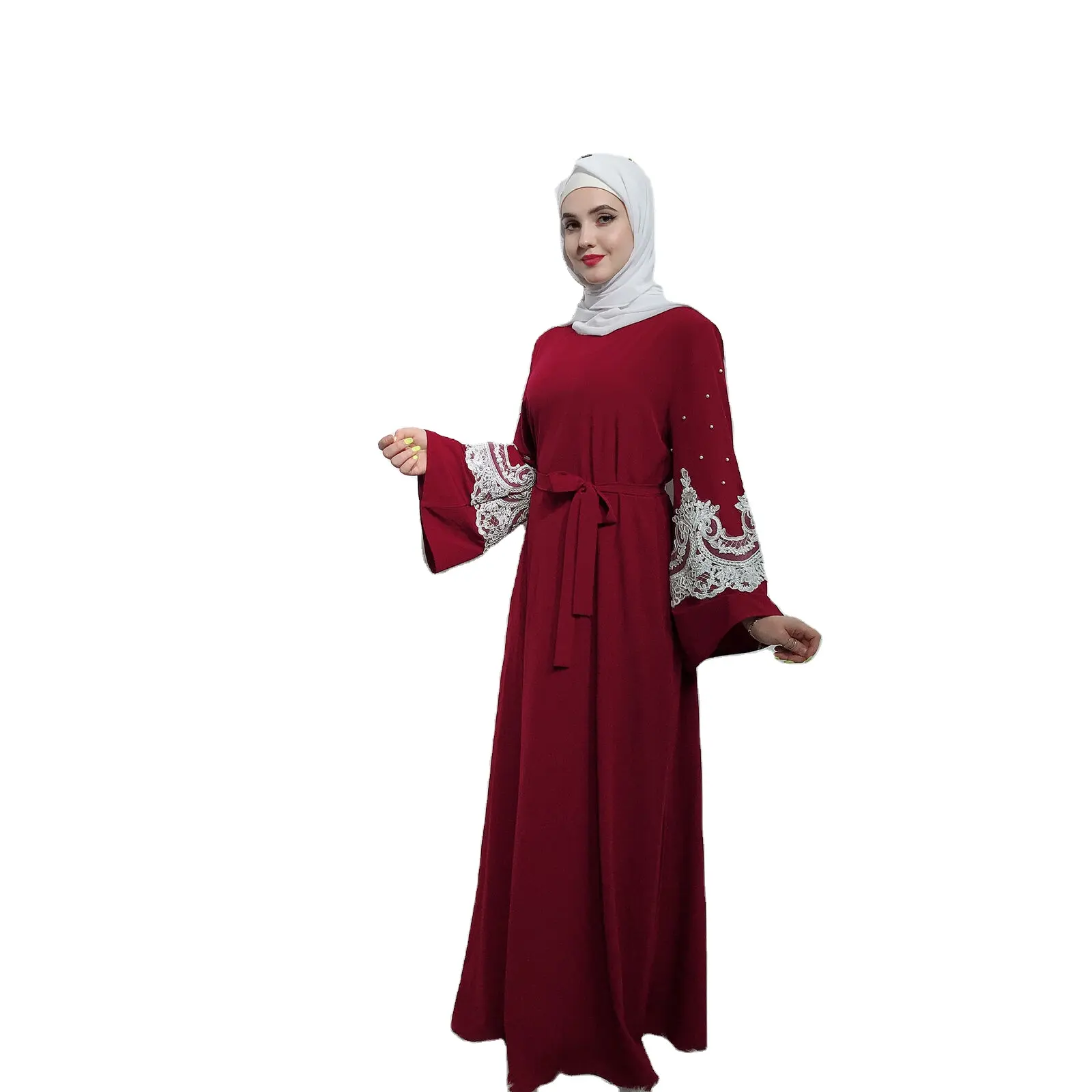 Mode baru gaun pesta panjang renda wanita Muslim gaun Abaya Ramadan Abaya