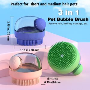 Dog Bath <b>Brush</b> <b>Pet</b> Shampoo Silicone Puppy Massage Dog Shower <b>Brush</b> with Soap Dispenser - Product Image 2