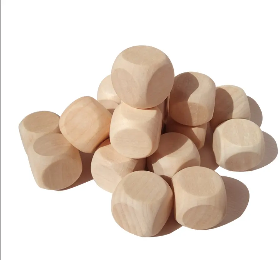 Il bianco personalizzato di legno dadi, grandi dadi di legno per FAI DA TE, giochi