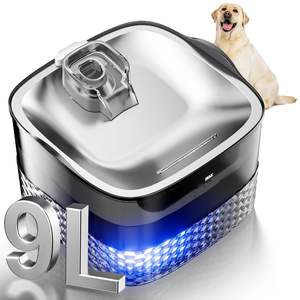 Fontaine à eau pour animaux de compagnie en acier inoxydable SHT703, abreuvoir de 9L pour chiens et chats, conception détachable - Product Image 1