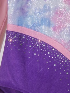 Girls Gymnastics Leotard Long Sleeve Rhinestone Mesh Metallic Print Dance Competition Sparkle Kids Stage Performance Custom - Product Image 5
