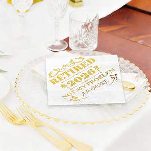 <span class=keywords><strong>Serviettes</strong></span> en <span class=keywords><strong>papier</strong></span> jetables personnalisées avec logo imprimé or pour cocktails, mariages, dîners - Product Image 3