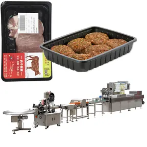 automatic meat ball beef steak meat paste vacuum packaging machine thermoforming with rigid film modified atmosphere (MAP)