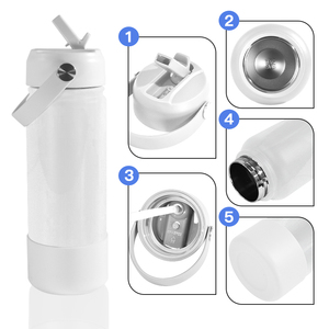 Groothandel Gratis Verzending 18oz Thermosfles Vacuüm Sublimatie Witte Sportwaterfles met siliconen bodem 25 stuks/doos - Product Image 4