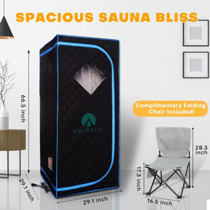 Tenda Sauna Inframerah Jauh Portabel yang Dapat Dilipat dengan Kursi, untuk Penggunaan di Rumah untuk Detoksifikasi, Pereda Nyeri Otot & Relaksasi - Product Image 1