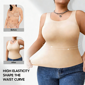 Soutien-gorge camisole en jersey grande taille pour femmes 2 en 1 sans fil écologique sans couture Shapewear haute élasticité doux comme du beurre dos en forme de U - Product Image 5