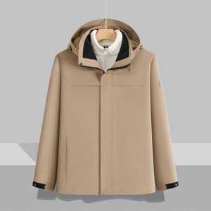 Men's Hooded Parka Solid Color Fleece Lined Windproof Breathable Outdoor Wear - Product Image 4