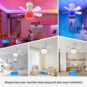 LED <b>Ceiling</b> Fan <b>Light</b> E27 with <b>Remote</b> <b>Control</b> Dimming 6-speed Adjustable Wind Speed Suitable for Living Room Study Home Use - Product Image 4