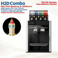 Imprimante 3D Core-XY H2D Combo à Haut Rendement en Bambou, Débloquée UE/Royaume-Uni, Buse Haute Température, Fabrication de Prototypes, Connexion WiFi