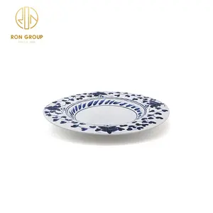 Assiettes à dîner en porcelaine peintes à la main, assiettes rondes en céramique pour aliments, vente chaude, quantité minimale de commande