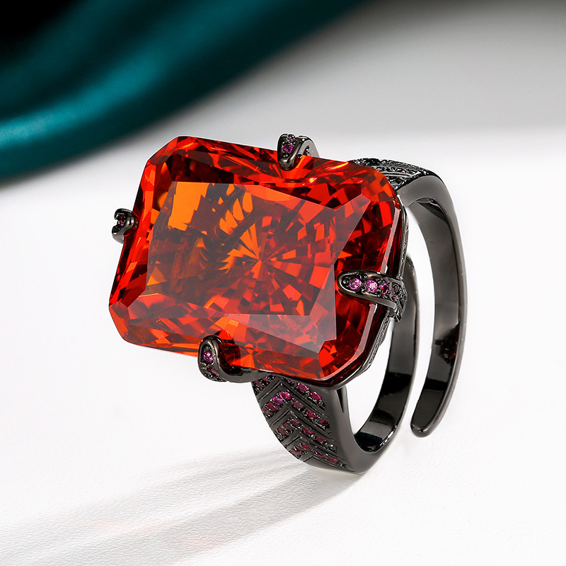 open size Black gold orange ring