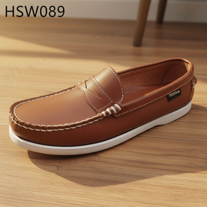 HY, Chaussures mocassins marron artisanales polyvalentes pour les vacances en bord de mer, anti-ampoules, toutes occasions, pour le voyage et les déplacements HSW089 - Product Image 1