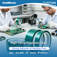 Ruban adhésif en silicone vert en film PET polyester résistant aux hautes températures pour masquage de revêtement en poudre de résine époxy 55µm