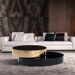 Venta al por mayor Sala de estar Mesa de lujo de acero inoxidable Mesa de centro Set 2 Mesa de centro para el hogar Hotel - Product Image 2