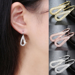 Pendientes de Lágrima con Circonitas y Diseño Calado para Mujer, Joyería Elegante y a la Moda - Product Image 2