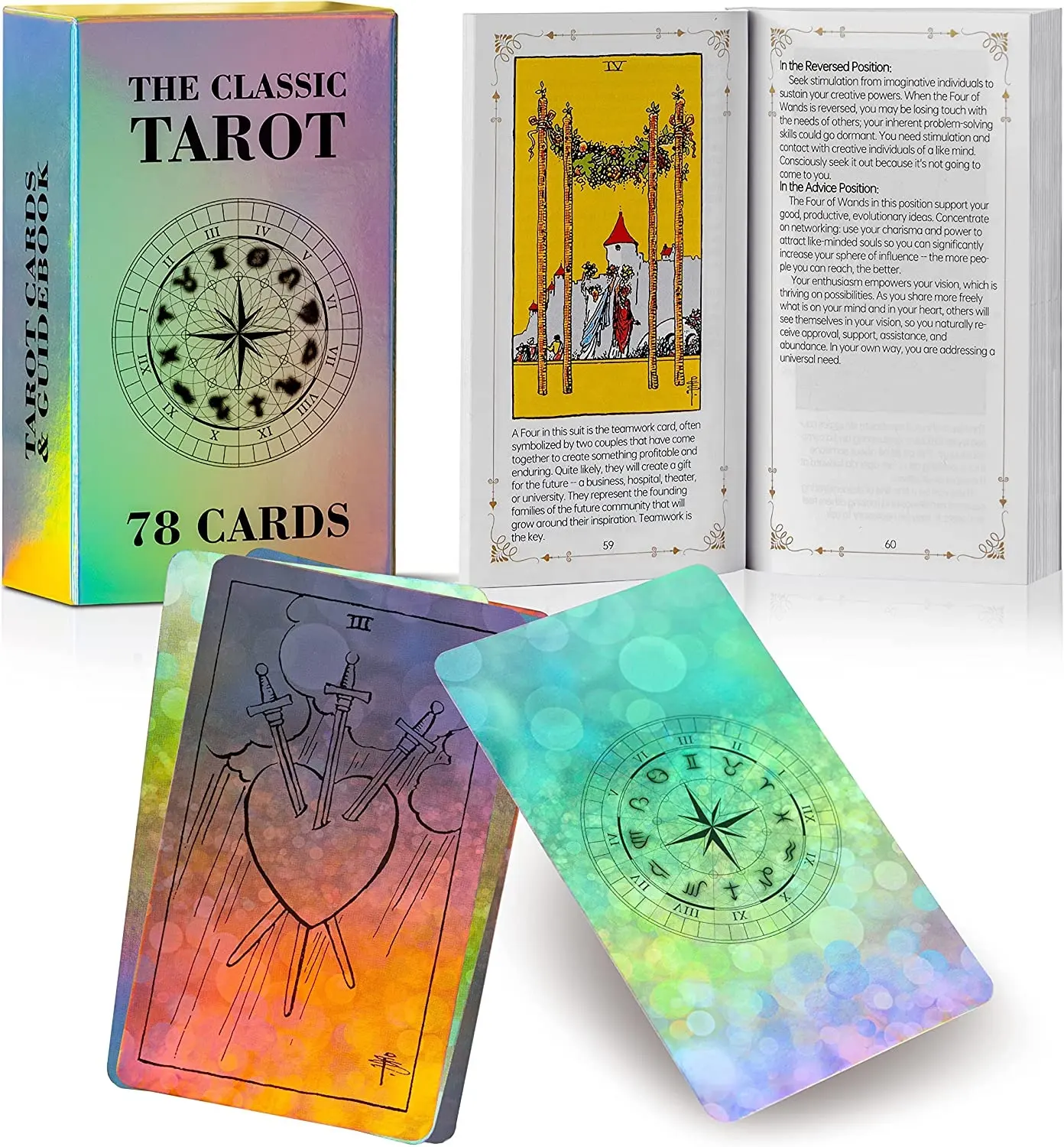Custom Plastic Tarot Cards Printing carta de tarot Printed With Guidebook