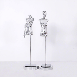 Mannequin de présentation de vêtements pour femmes en fibre de verre électro-plaquée, taille plus, en position debout, demi-corps - Product Image 5