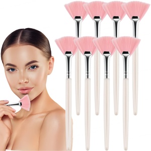 Pinceau éventail rose pour masque facial, poils doux, manche en plastique, applicateur cosmétique pour masque de boue, peeling glycolique, brosse visage professionnelle pour salon - Product Image 1