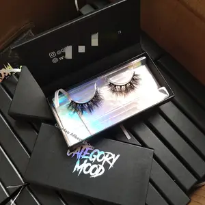 Private Label Custom Matte Black Wimper Verpakking Met Holografische Logo