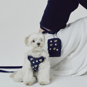 Pet Ins Style 3D Embroidery Cute Bear Breathable Cowboy Suit Pet Harness Set Denim Material <strong>Dog</strong> Knapsack Pet <strong>Collar</strong> - Product Image 1