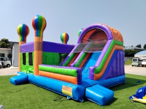 Château gonflable commercial pour enfants en forme de montgolfière avec toboggan, maison de saut gonflable en PVC pour la location événementielle - Product Image 4