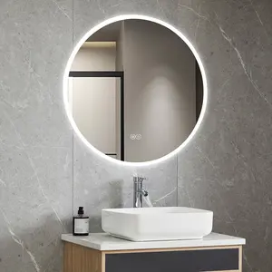 Modern Bath Anti Fog Oval Led Shower Mirror Intelligent Wall Sensor Touch Smart Mirror For Bedroom