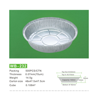 WB 720/1100/1400ml Wholesale Heavy Duty Round Aluminium Foil Food Container with Foil Lid PP Eco-Friendly Food Grade