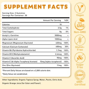 Zuckerfreie <span class=keywords><strong>L</strong></span>-Carnitin <span class=keywords><strong>500mg</strong></span> Gummibärchen Kreatin Pre-Workout Gummis <span class=keywords><strong>L</strong></span>-Carnitin Nahrungsergänzung Kreatin-Monohydrat für Erhöhte Energie - Product Image 4