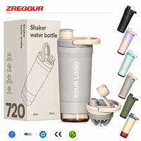 Bouteille shaker en acier inoxydable de 24 oz, étanche, pour la gym, le fitness, le mélange de protéines, avec bouchon à ouverture rapide, fournisseur de logo personnalisé