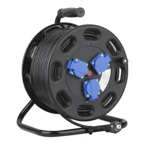 Carrete de cable de extensión impermeable, carrete de 3 enchufes múltiples