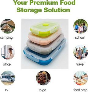 折りたたみ式気密真空シールシリコンランチボックスフリーザー電子レンジ対応食品保存容器フルーツ残り物用 - Product Image 4