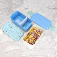 Boîte à lunch bento pour enfants à double couche sans BPA, empilable, 3 compartiments, avec couvercle en plastique, vente en gros