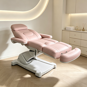 Sillón Facial Eléctrico de 3 Motores, Tapizado en Cuero PU Rosa, con Reposapiés Separados, Ajustable en Altura y Respaldo, para Estética, Tatuajes y Salones de Belleza - Product Image 5