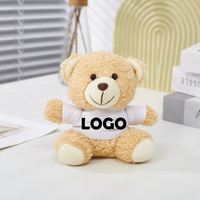 Porte-clés en peluche personnalisé, ours mignon en T-shirt, 4,7 pouces, coton PP, logo personnalisé, cadeaux pour l'école/les fêtes