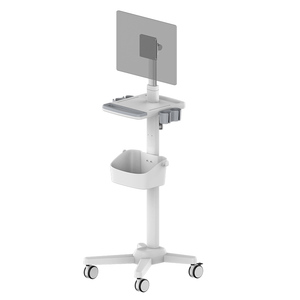 Troli Medis Klinik Rumah Sakit yang Dapat Disesuaikan dengan Rak Laptop dan Tempat Probe Scanner, Troli Bergerak untuk USG dan EKG - Product Image 1
