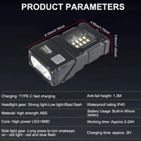 COB Rechargeable étanche Clip lampe de poche Mini lumière de travail outil phare randonnée course Portable ABS porte-clés lampe de poche