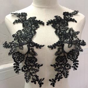 <span class=keywords><strong>Merveilleux</strong></span> Maille Noire Dentelle Applique Fleur De Mariage LT20440 - Product Image 1