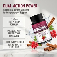 Capsules de chlorhydrate de berbérine Qbioflex OEM/ODM 1200 mg, berbérine HCI avec bâtonnets de cannelle de Ceylan pour adultes