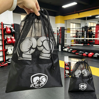 Bolsa de malla deportiva transpirable personalizable con cordón, ideal para guardar zapatillas de gimnasio, equipo de protección de artes marciales y equipo de boxeo