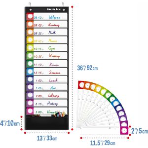 Tabla de horarios diarios con 13 bolsillos, tarjetas reutilizables, gestión del tiempo, uso en el aula - Product Image 2