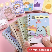 Cuaderno pequeño de dibujos animados de bobina A7 lindo Mini Bloc de notas de bolsillo portátil como regalo para estudiantes de escuela primaria