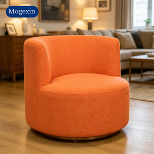 Modern Orange Fabric Swivel Accent Chair Upholstered Round Barrel Chair <b>for</b> Living Room Suitable <b>for</b> living rooms dining rooms - Product Image 1