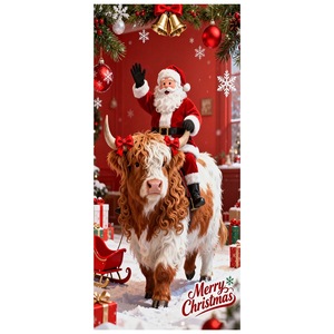 Housse de porte de Noël en gros avec imprimé Père Noël, scène de rennes et de <span class=keywords><strong>neige</strong></span>, <span class=keywords><strong>tapisserie</strong></span> de fond de Noël pour la décoration de la maison et des fêtes du Nouvel An - Product Image 4
